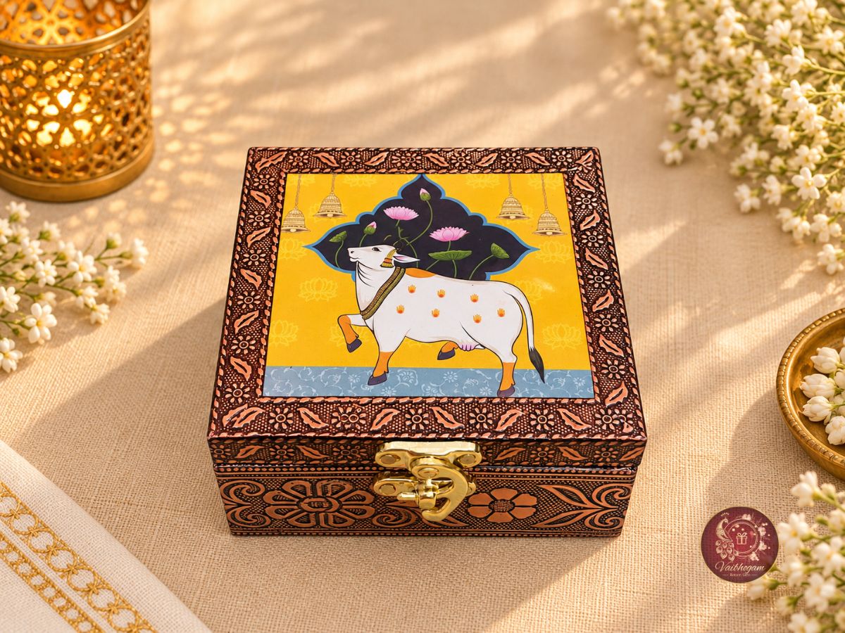 Pichwai Wooden Jewel Box