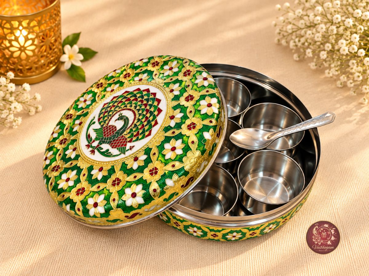Meenakari Steel Spice Box image 2