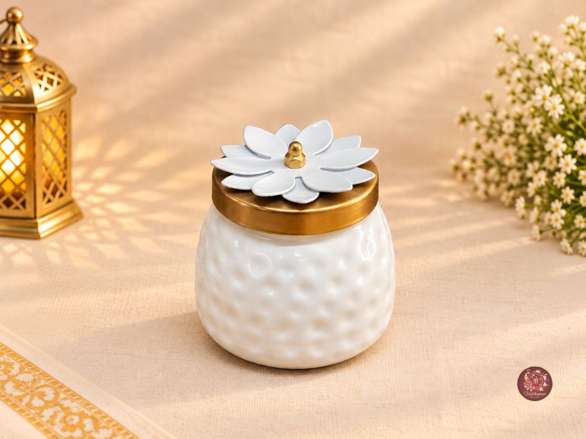 Metal Airtight White Jar